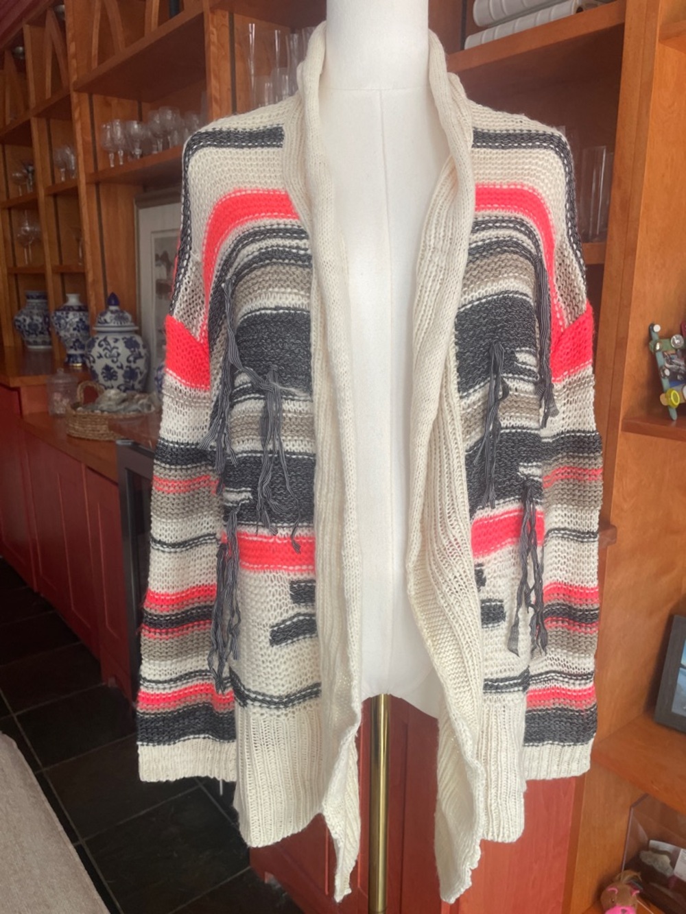 Aratta Fringe Serape Cardigan Sweater New Vibrant Fits Small to Medium